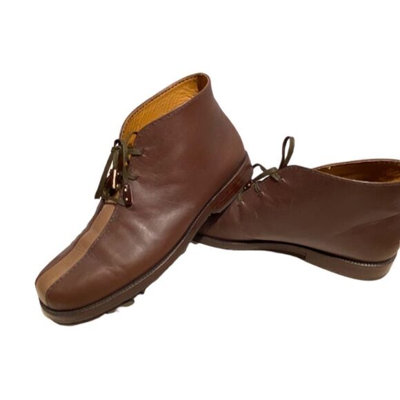 Vintage Henry Cuir for Barney’s New York Lace-up Brown 2-Tone Ankle Boots Sz 38 - Picture 9 of 12